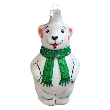 Елочная игрушка Коломеев «Мишутка в шарфе» ФУ-739/1/5, 11x6 см, стекло, цвет разноцветный