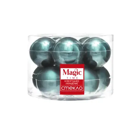 Набор елочных шаров ø6 см стекло бирюзовый 8 шт.