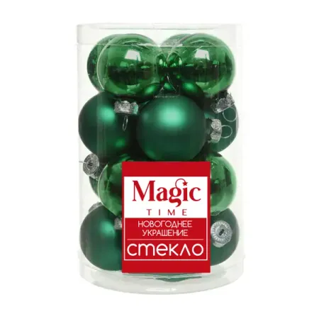 Набор елочных шаров ø3 см стекло зеленый 20 шт.