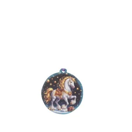 Елочная игрушка Домашняя кухня «Лошадка космическая», 6.8x6.4 см, дерево, цвет белый аппликация игрушки на магнитах попугай лошадка 3288