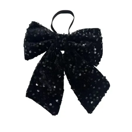 Новогоднее украшение Бант 20 см полиэстер черный