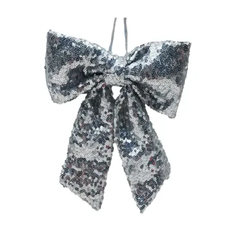 Новогоднее украшение Бант 20 см полиэстер серебро