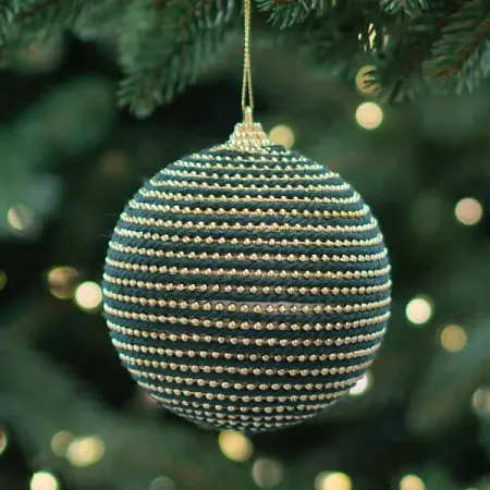 Шар елочный KREAFORTA с бисером ø8 см зеленый