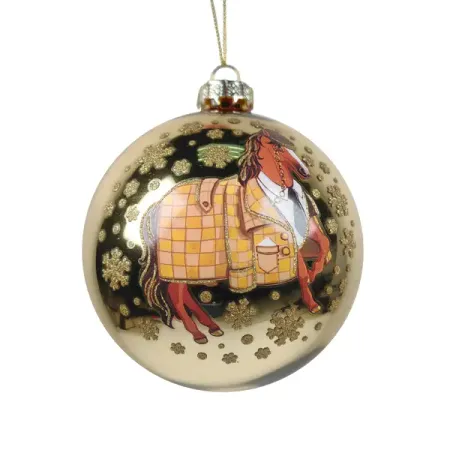 Елочный шар Символ года ø10 см стекло золотой