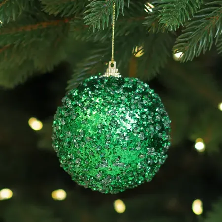 Шар елочный KREAFORTA с блестками ø8 см зеленый