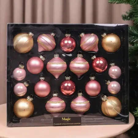 Набор елочных игрушек 6.5x24 см золотой 20 шт.