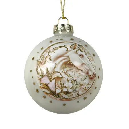 Елочный шар Символ года ø8 см стекло белый