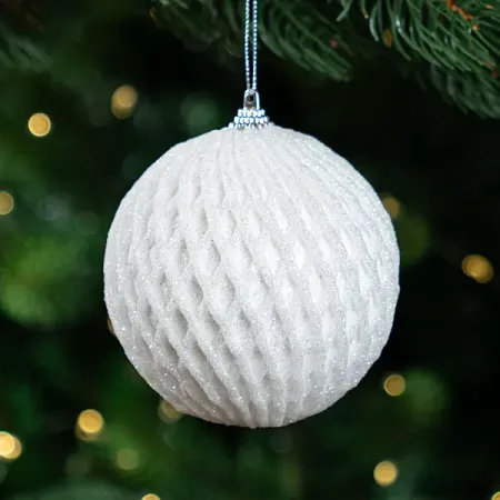 Шар елочный KREAFORTA ажурный ø10 см белый