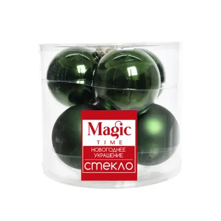 Набор елочных шаров ø8 см стекло зеленый 8 шт.