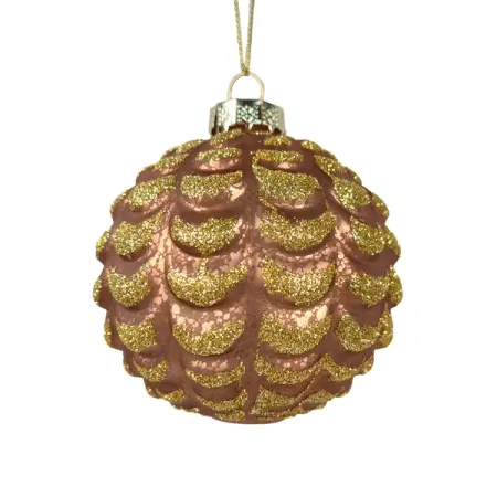 Елочный шар Шишка ø8 см стекло золотой