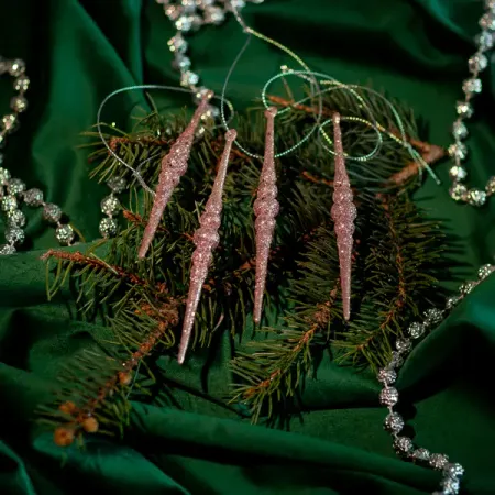 Новогоднее украшение Сосульки 623 розовый 4 шт.