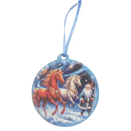 Елочная игрушка Домашняя кухня «Лошадка космическая двоица», 6.8x6.4 см, дерево, цвет синий игрушка конструктор вертолет апач дерево