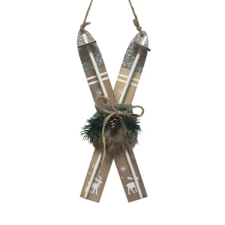 Подвесное украшение «Лыжи», 24x10 см, дерево, цвет разноцветный