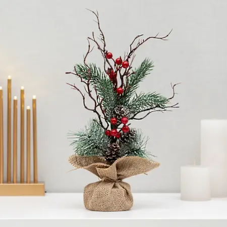 Ель новогодняя искусственная KREAFORTA в мешке 40 см коричневый