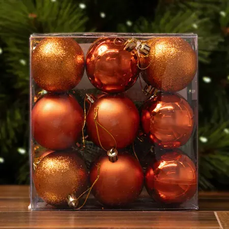 Набор елочных шаров Basic ø6 см пластик оранжевый 18 шт. новогодний