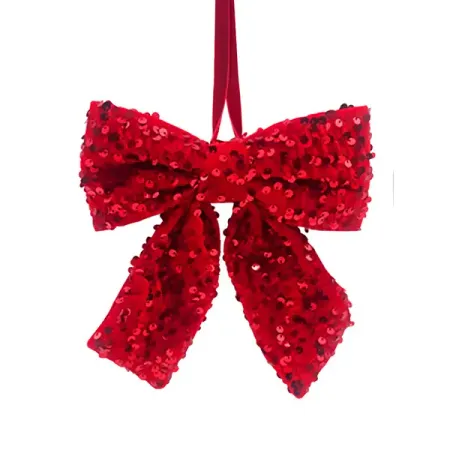 Новогоднее украшение Бант 20 см полиэстер красный