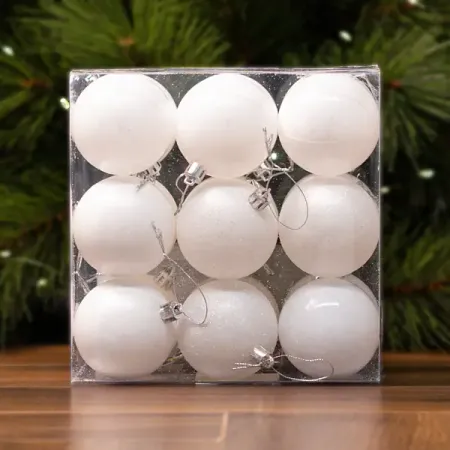 Набор елочных шаров Basic ø6 см пластик белый 18 шт. новогодний
