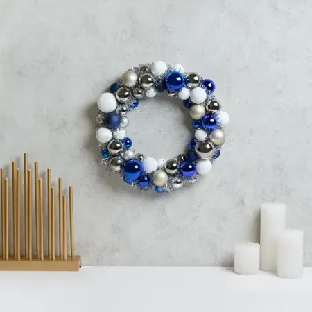 Венок декоративный KREAFORTA ø30.5 см с шарами синий