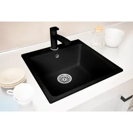 Мойка для кухни врезная KONSENSA 51x51 см глубина чаши 20 см кварц цвет антрацит