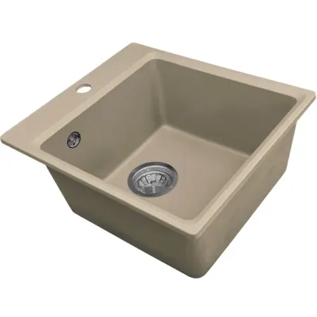 Мойка для кухни врезная KONSENSA 48x42 см глубина чаши 20 см кварц цвет песочный мойка granula 465х510х200мм пирит кварц