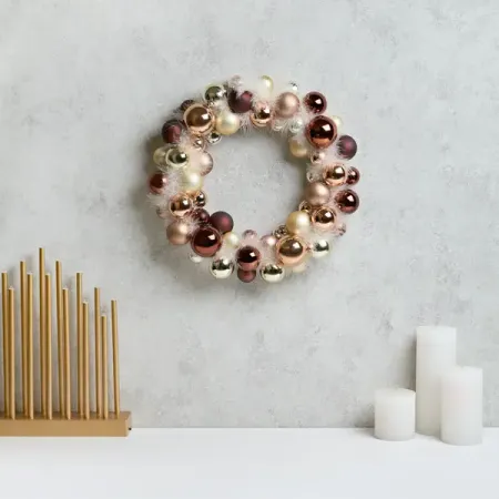 Венок декоративный KREAFORTA ø30.5 см с шарами розовый