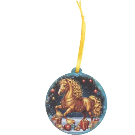Елочная игрушка Домашняя кухня «Лошадка космическая», 6.8x6.4 см, дерево, цвет золотой хельма шпона домашняя фотостудия