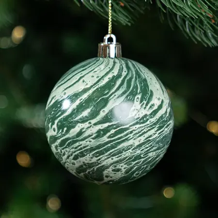 Шар елочный KREAFORTA под мрамор ø8 см зеленый
