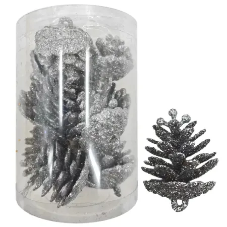 Украшение елочное Шишки серебряный 10 шт.