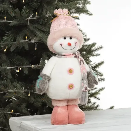 Игрушка мягкая Снеговик 779452 47 см розово-серый