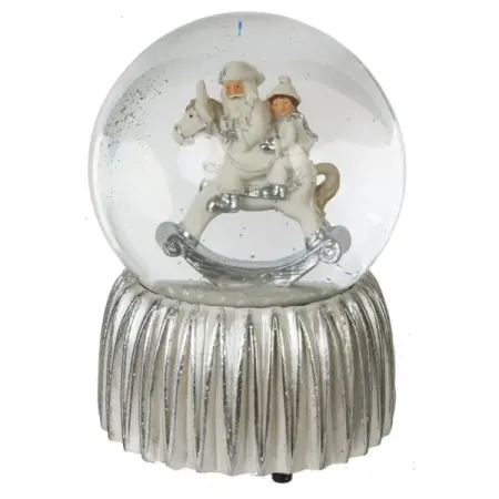 Новогодняя фигурка Дед Мороз на лошадке 936370 15 см серебряный