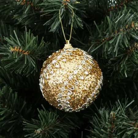 Шар елочный KREAFORTA с декором ø8 см золотой