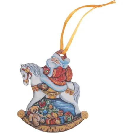 Елочная игрушка Домашняя кухня «Дед Мороз на коне», 7.5x6.5 см, дерево, цвет красный