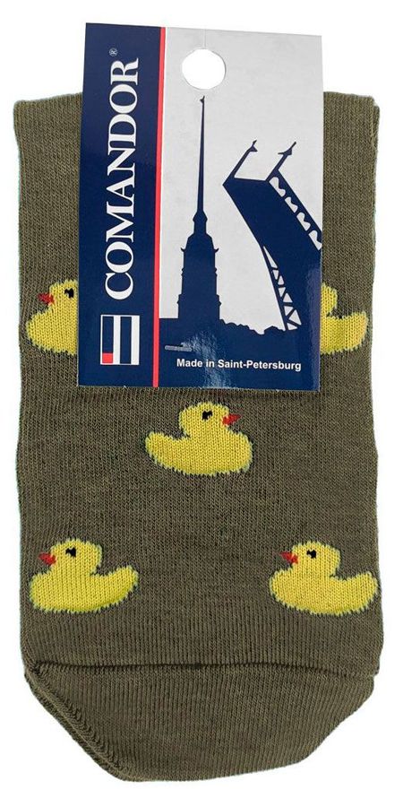 Носки мужские Comandor с рисунком утята зеленые, р. 25