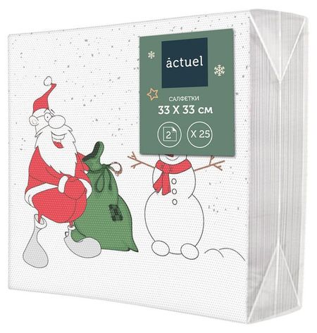 Салфетки бумажные Actuel Вокруг света Снег 2 слоя 33х33 см, 25 л