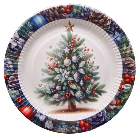 Тарелки бумажные одноразовые Actuel Вокруг света С новым годом 23 см, 6 шт