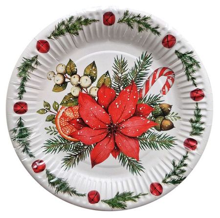 Тарелки бумажные одноразовые Actuel Вокруг света Пуансеттия 18 см, 6 шт