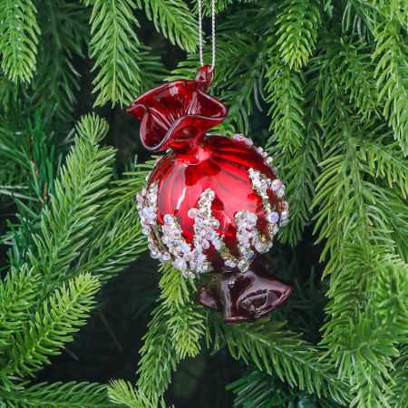 Шар стеклянный Yancheng Shiny новогодний конфета 5x9,5 см