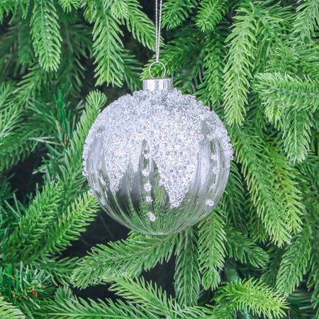 Шар стеклянный Yancheng Shiny новогодний с бусинами 8 см