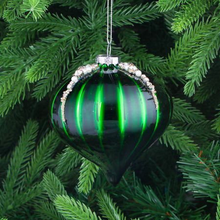 Игрушка ёлочная Yancheng Shiny зелёная с бисером 10 см