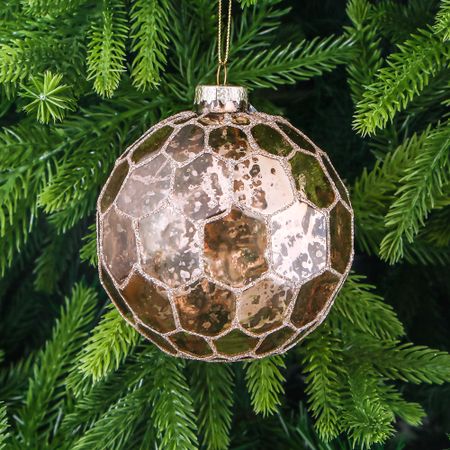 Шар Yancheng Shiny стеклянный с золотистым орнаментом 10 см