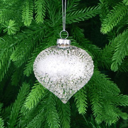 Игрушка ёлочная Yancheng Shiny шар стеклянный серебристый луковица 8 см