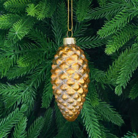 Игрушка ёлочная Yancheng Shiny шар стеклянный золотистый шишка 5х5х9 см