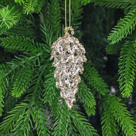 Игрушка ёлочная Yancheng Shiny украшение стеклянное шишка 3,5х3,5х9 см