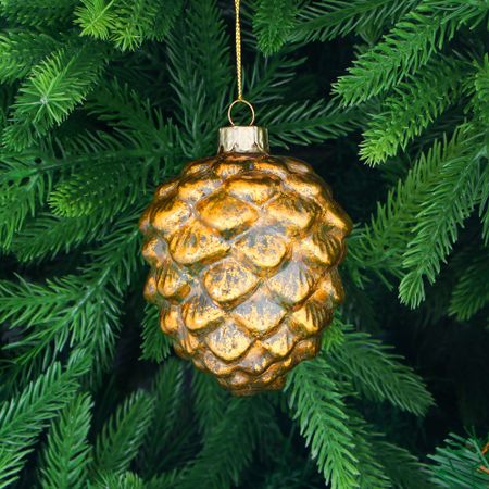 Игрушка ёлочная Yancheng Shiny шар стеклянный золотистый шишка 8х8х10 см