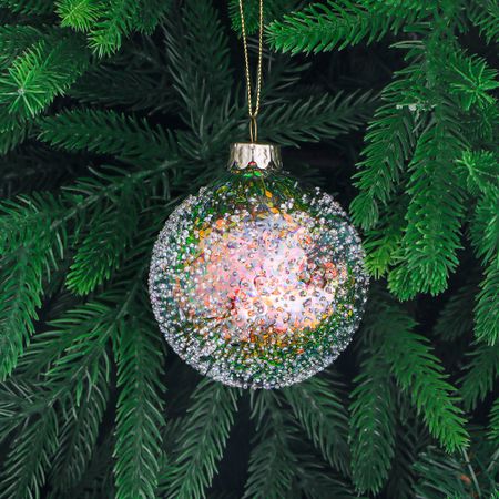 Шар стеклянный Yancheng Shiny новогодний с орнаментом 8 см