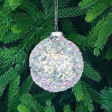Игрушка ёлочная Yancheng Shiny шар с разноцветным орнаментом 8 см