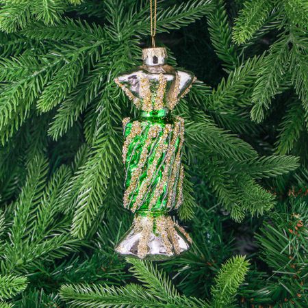 Игрушка ёлочная Yancheng Shiny украшение стеклянное конфета 3,6х3,6х14 см