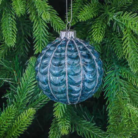 Шар стеклянный Yancheng Shiny новогодний синий 8 см