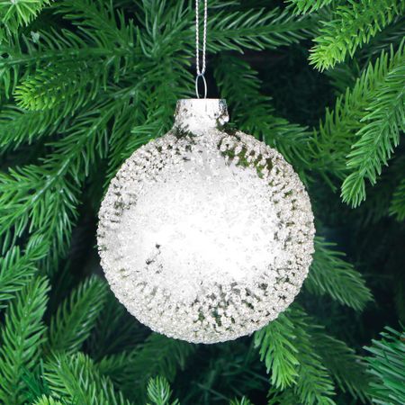 Игрушка ёлочная Yancheng Shiny серебристый кристаллы 8 см