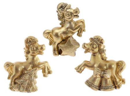 Фигурка декоративная Лошадка золотистая, 6,5 см, 1 шт в ассортименте